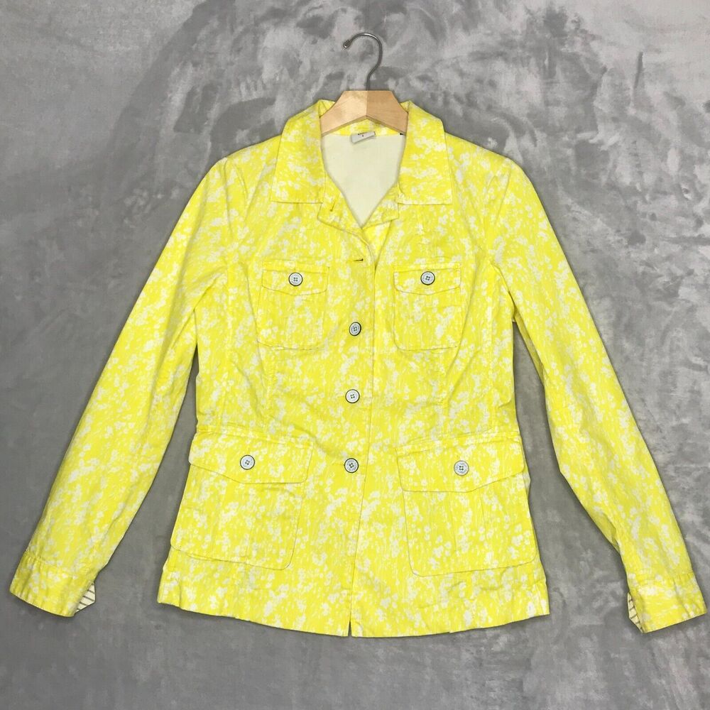 CAbi Field Jacket Daisy Spring Yellow Floral 5160 Womens Small Button Cotton